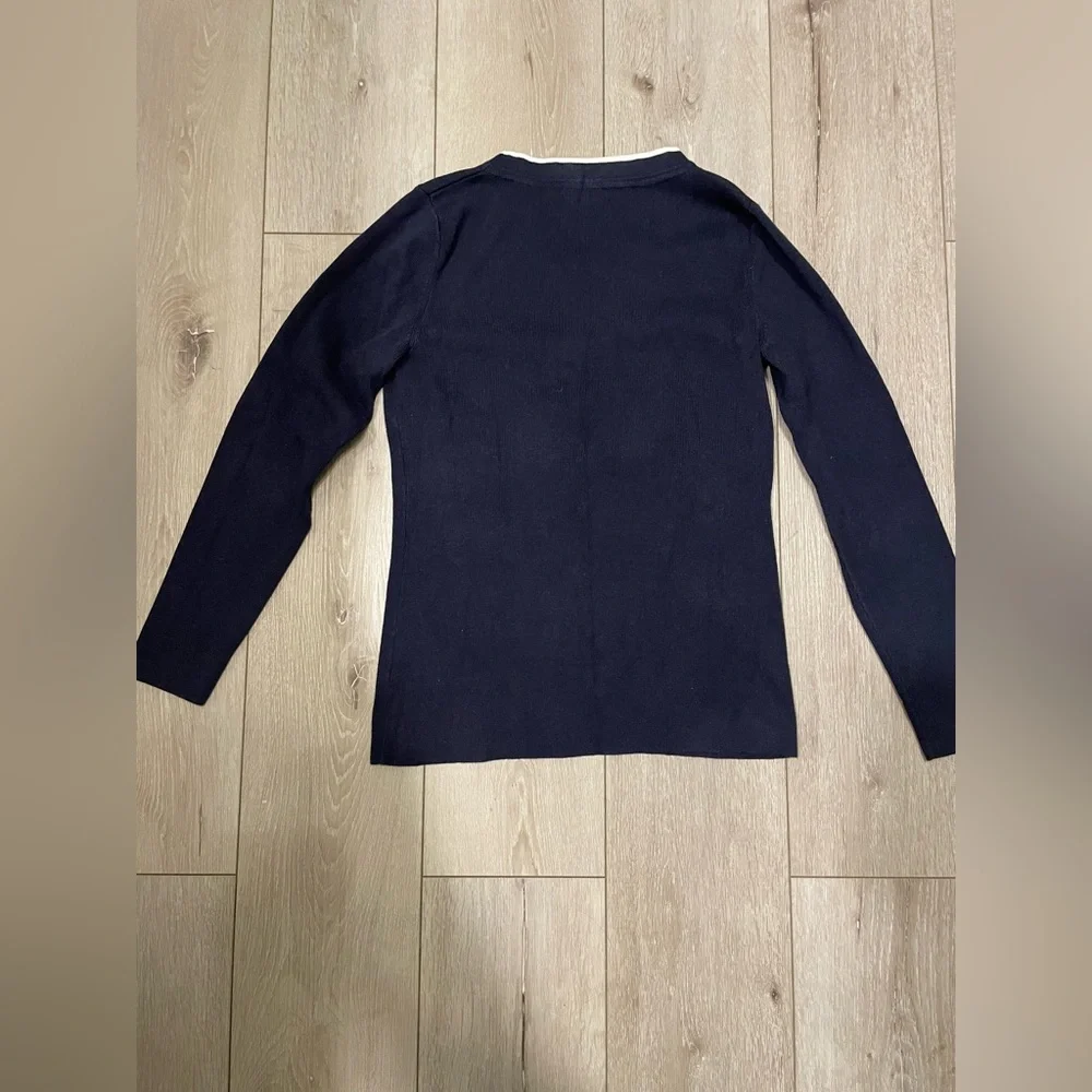 Tommy Hilfiger Navy Blue Long Sleeve V-Neck‎ Cotton Pullover Sweater M